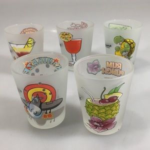 Lot of five tropical drink shot glasses